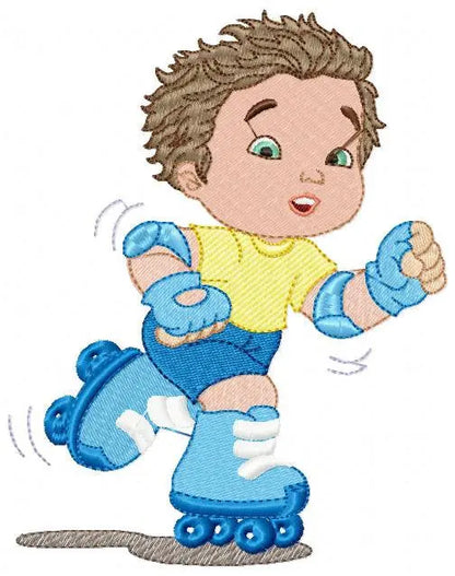 Roller Skater embroidery designs - boy with roller blades embroidery design machine embroidery pattern - Inline Skater embroidery file Marcia Embroidery