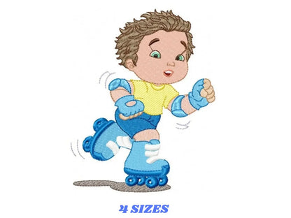Roller Skater embroidery designs - boy with roller blades embroidery design machine embroidery pattern - Inline Skater embroidery file Marcia Embroidery