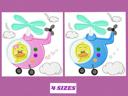 Helicopter embroidery designs - Duck embroidery design machine embroidery pattern - Chopper embroidery Pilot duck design boy embroidery file Marcia Embroidery