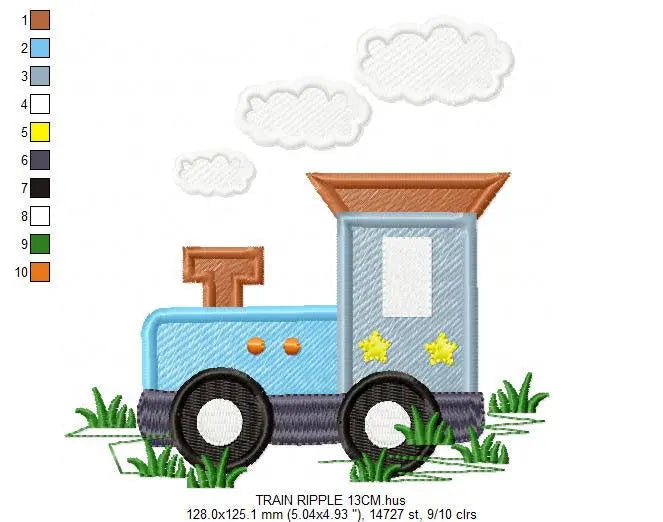 Train embroidery designs - Vehicle embroidery design machine embroidery pattern - boy embroidery file instant download - train with wagon Marcia Embroidery