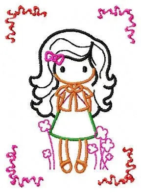 Girl embroidery designs - Spring embroidery design machine embroidery pattern - girl with flowers embroidery file - baby applique design Marcia Embroidery