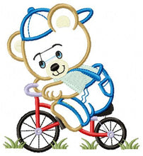 Carica l&#39;immagine nel visualizzatore di Gallery, Bear embroidery designs - Teddy embroidery design machine embroidery pattern - Bear in bike embroidery file - baby boy bear applique design
