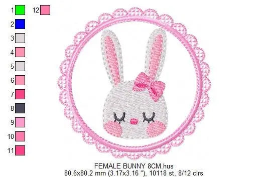 Bunny embroidery design - Rabbit embroidery designs machine embroidery pattern - Baby boy and girl nursery frame file - Instant download pes Marcia Embroidery