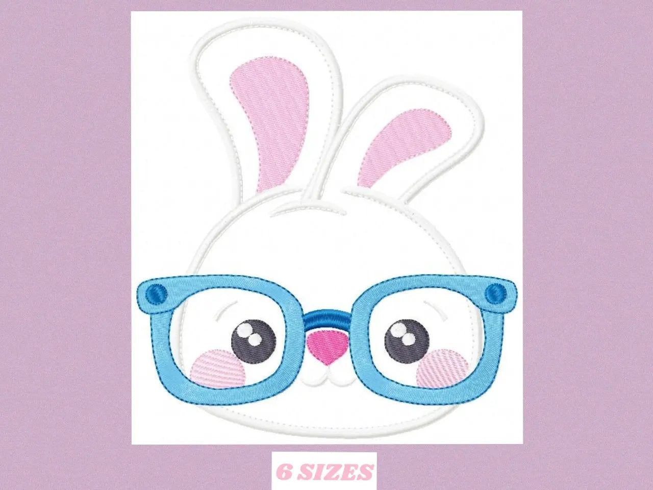 Bunny with glasses embroidery design - Rabbit face machine embroidery pattern - Boy Rabbit with glasses applique - Instant download pes Marcia Embroidery