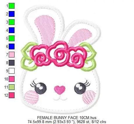 Bunny embroidery design - Rabbit embroidery designs machine embroidery pattern - baby girl embroidery file kid - female rabbit with flowers Marcia Embroidery