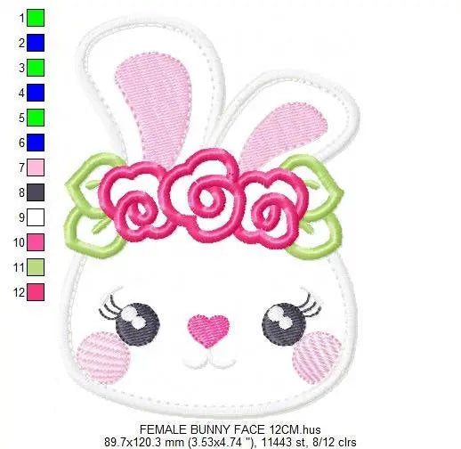 Bunny embroidery design - Rabbit embroidery designs machine embroidery pattern - baby girl embroidery file kid - female rabbit with flowers Marcia Embroidery