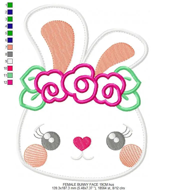 Bunny embroidery design - Rabbit embroidery designs machine embroidery pattern - baby girl embroidery file kid - female rabbit with flowers Marcia Embroidery