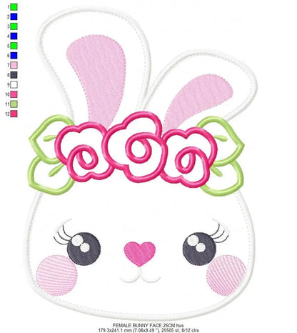 Bunny embroidery design - Rabbit embroidery designs machine embroidery pattern - baby girl embroidery file kid - female rabbit with flowers Marcia Embroidery