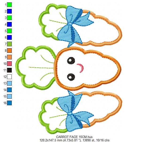Carrots embroidery design - Vegetable embroidery designs machine embroidery pattern - Easter embroidery file - Carrot applique design