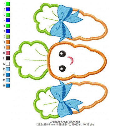 Carrots embroidery design - Vegetable embroidery designs machine embroidery pattern - Easter embroidery file - Carrot applique design