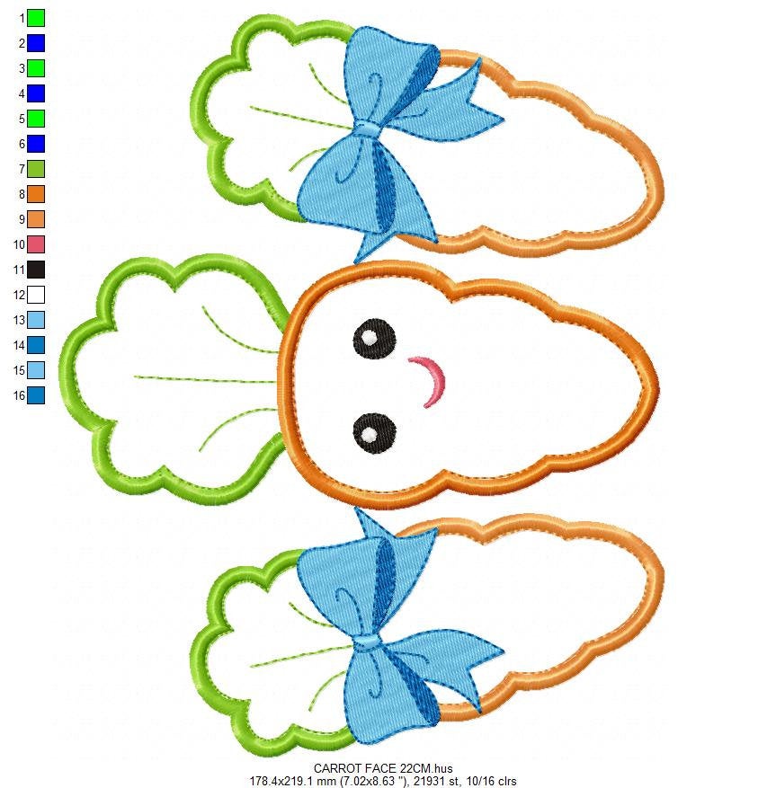 Carrots embroidery design - Vegetable embroidery designs machine embroidery pattern - Easter embroidery file - Carrot applique design