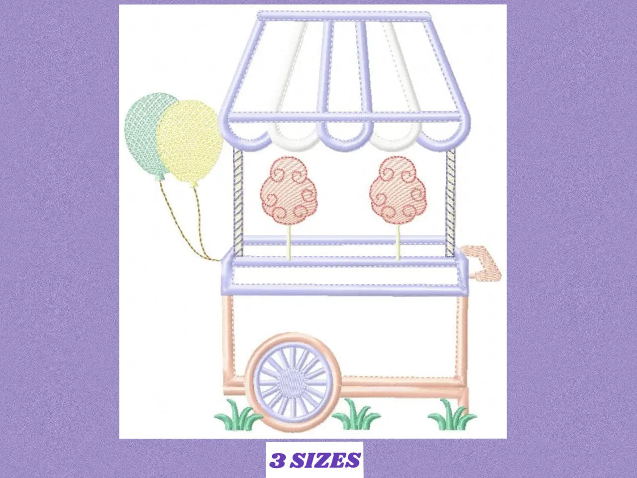 Cotton cart embroidery designs - Candy embroidery design machine embroidery pattern - party embroidery file - cotton candy cart applique PES Marcia Embroidery