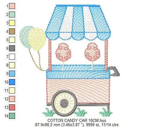 Cotton candy embroidery designs - Candy embroidery design machine embroidery pattern - Cotton candy cart embroidery file - kid embroidery Marcia Embroidery