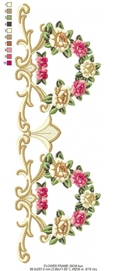 Heart with roses embroidery designs - Flower embroidery design machine embroidery pattern - baby girl embroidery file - heart embroidery