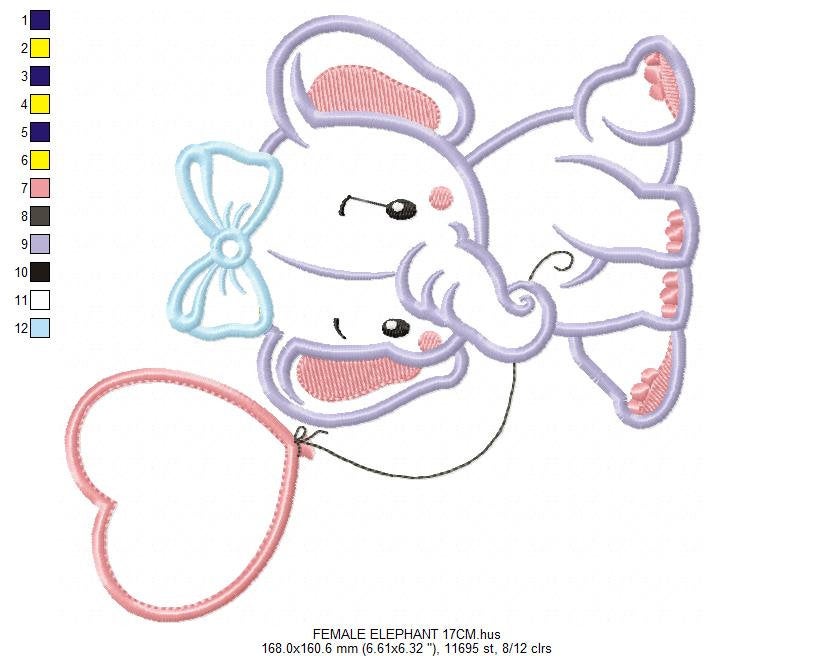 Elephant embroidery designs - Nursery embroidery design machine embroidery pattern - Animal embroidery file - Elephant applique design