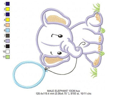 Elephant embroidery designs - Nursery embroidery design machine embroidery pattern - Animal embroidery file - Elephant applique design