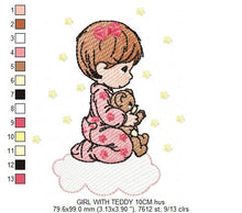 Load image into Gallery viewer, Boy embroidery designs - Baby Girl embroidery design machine embroidery pattern - Praying kid embroidery file - religious christian angels
