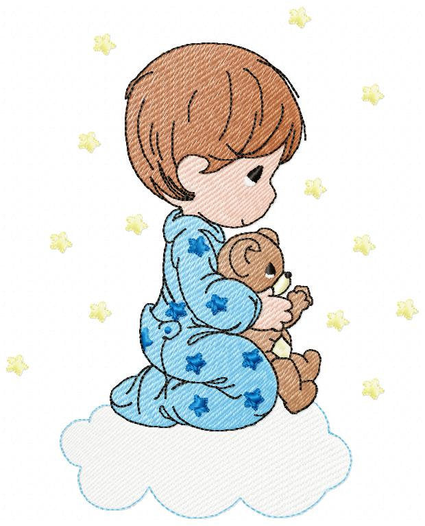 Boy embroidery designs - Baby Girl embroidery design machine embroidery pattern - Praying kid embroidery file - religious christian angels