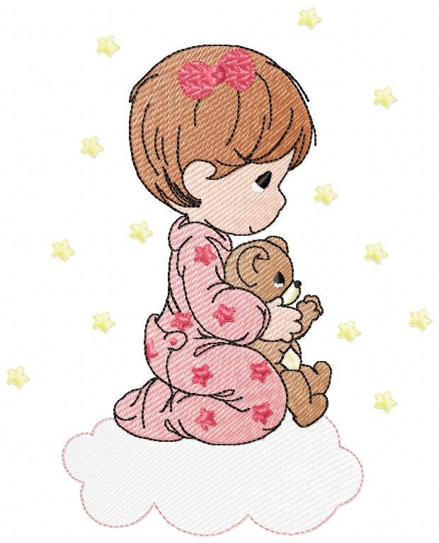 Boy embroidery designs - Baby Girl embroidery design machine embroidery pattern - Praying kid embroidery file - religious christian angels