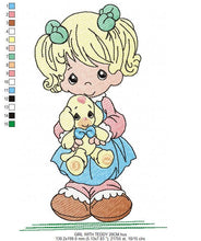 Carica l&#39;immagine nel visualizzatore di Gallery, Baby girl embroidery design - newborn embroidery designs machine embroidery pattern - Toddler embroidery file - girl with toy download
