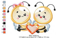 Load image into Gallery viewer, Bee embroidery design - Bees embroidery designs machine embroidery pattern - love embroidery file - girl embroidery Bee couple embroidery
