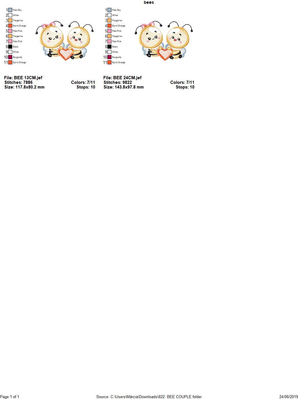 Bee embroidery design - Bees embroidery designs machine embroidery pattern - love embroidery file - girl embroidery Bee couple embroidery