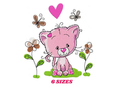 Cat embroidery design - Baby girl embroidery designs machine embroidery pattern - Kitty embroidery file - instant download spring garden Marcia Embroidery