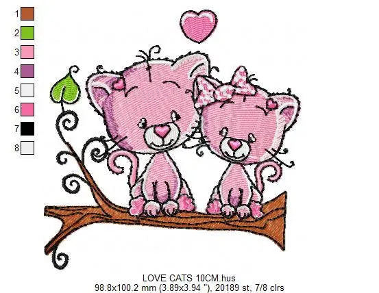 Cat embroidery design - Love embroidery designs machine embroidery pattern - Kitten embroidery file - baby girl embroidery love cats design Marcia Embroidery
