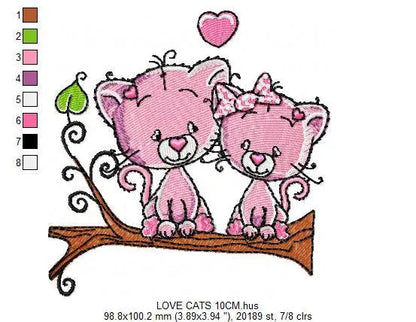 Cat embroidery design - Love embroidery designs machine embroidery pattern - Kitten embroidery file - baby girl embroidery love cats design Marcia Embroidery