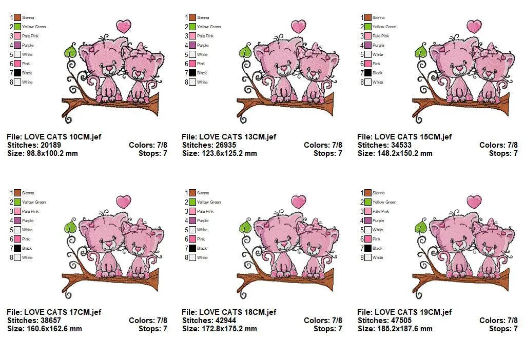 Cat embroidery design - Love embroidery designs machine embroidery pattern - Kitten embroidery file - baby girl embroidery love cats design Marcia Embroidery