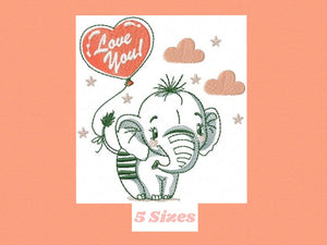 Elephant embroidery designs - animal embroidery design machine embroidery pattern - baby girl embroidery file - elephant rippled design boy