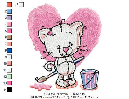 Cat embroidery design - Animal embroidery designs machine embroidery pattern - Kitty embroidery file - baby girl embroidery instant download