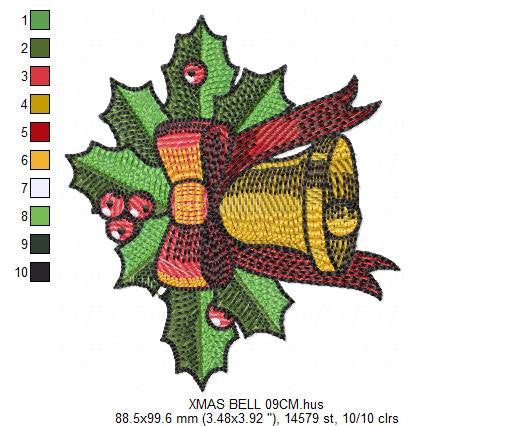 Bell embroidery designs - Xmas embroidery design - machine embroidery pattern - Christmas embroidery file Religious embroidery Jingle Bells