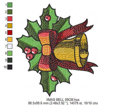 Bell embroidery designs - Xmas embroidery design - machine embroidery pattern - Christmas embroidery file Religious embroidery Jingle Bells