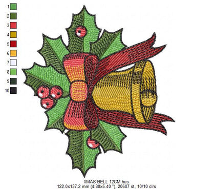 Bell embroidery designs - Xmas embroidery design - machine embroidery pattern - Christmas embroidery file Religious embroidery Jingle Bells