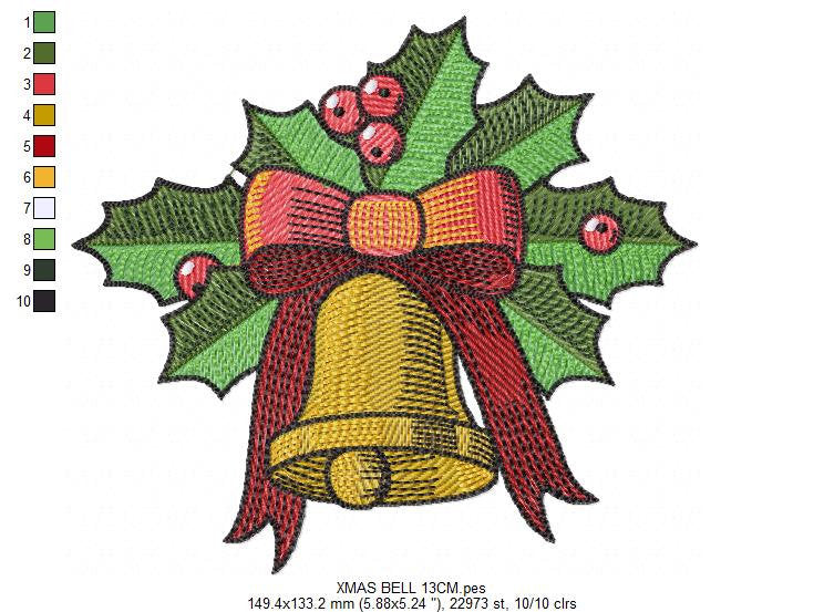 Bell embroidery designs - Xmas embroidery design - machine embroidery pattern - Christmas embroidery file Religious embroidery Jingle Bells