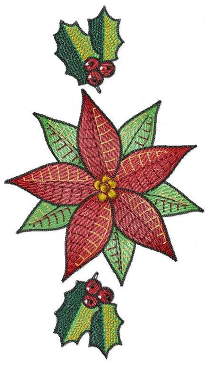 Christmas Poinsettia embroidery designs - Xmas Flower machine embroidery pattern - Mistletoe holly embroidery file - instant download pes Marcia Embroidery