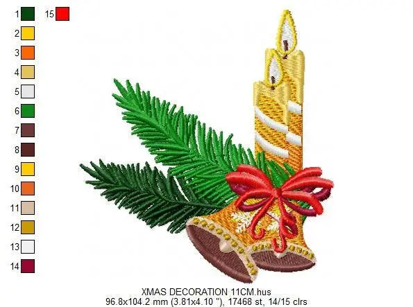 Candle embroidery designs - Christmas Decoration embroidery design machine embroidery pattern - Christmas embroidery file Bell embroidery Marcia Embroidery