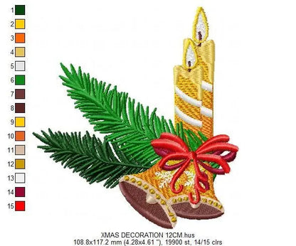Candle embroidery designs - Christmas Decoration embroidery design machine embroidery pattern - Christmas embroidery file Bell embroidery Marcia Embroidery