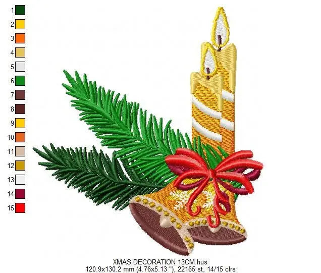 Candle embroidery designs - Christmas Decoration embroidery design machine embroidery pattern - Christmas embroidery file Bell embroidery Marcia Embroidery