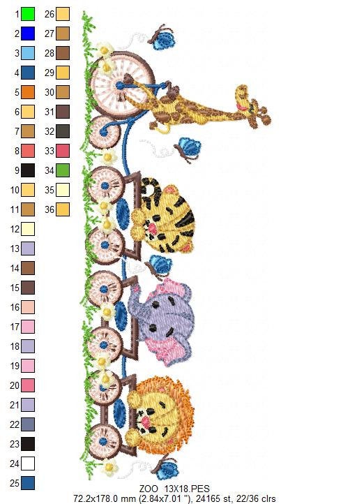 Safari embroidery designs - Animals embroidery design machine embroidery pattern - Nursery embroidery file - lion elephant giraffe leopard