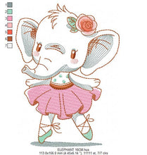Cargar imagen en el visor de la galería, Elephant embroidery designs - Animal embroidery design machine embroidery pattern - Baby girl embroidery file - rippled elephant ballerina
