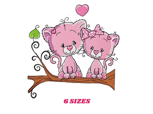 Cat embroidery design - Love embroidery designs machine embroidery pattern - Kitten embroidery file - baby girl embroidery love cats design Marcia Embroidery