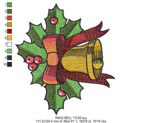 Bell embroidery designs - Xmas embroidery design - machine embroidery pattern - Christmas embroidery file Religious embroidery Jingle Bells