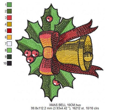 Bell embroidery designs - Xmas embroidery design - machine embroidery pattern - Christmas embroidery file Religious embroidery Jingle Bells