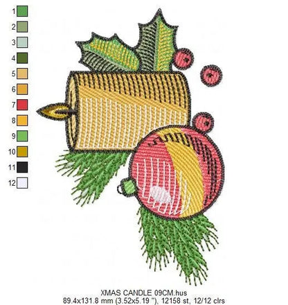 Xmas Candle embroidery designs - Christmas ornament embroidery design machine embroidery pattern - Religious embroidery - instant download Marcia Embroidery
