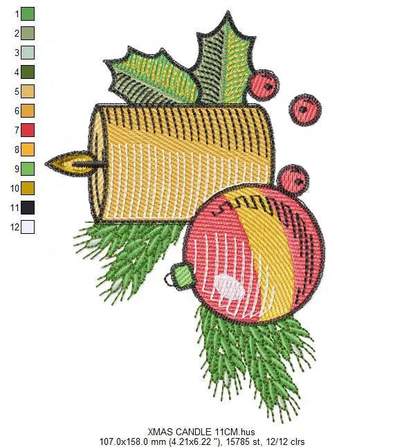 Xmas Candle embroidery designs - Christmas ornament embroidery design machine embroidery pattern - Religious embroidery - instant download Marcia Embroidery