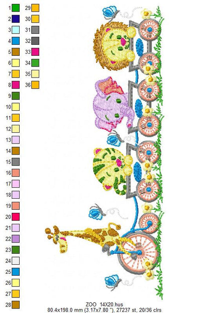 Safari embroidery designs - Animals embroidery design machine embroidery pattern - Nursery embroidery file - lion elephant giraffe leopard