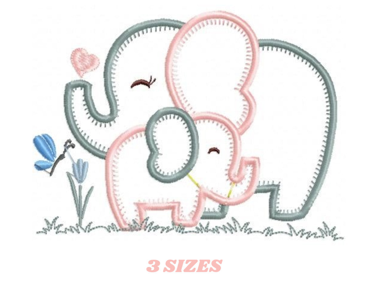 Elephant embroidery designs - Safari embroidery design machine embroidery pattern - Animal embroidery file - mother with baby download