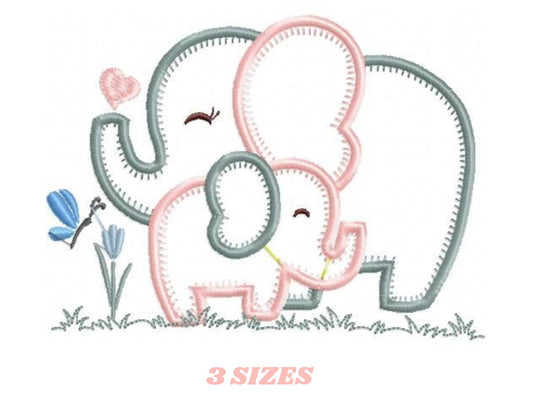Elephant embroidery designs - Safari embroidery design machine embroidery pattern - Animal embroidery file - mother with baby download